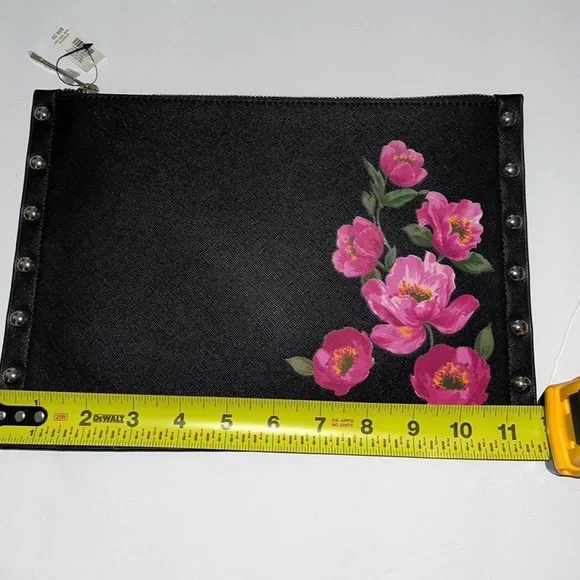 White House Black Market Black Studded Zip Clutch - Picture 3 of 8